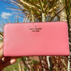 Kate Spade Large Slim Bifold Leather Wallet Peach Nactar